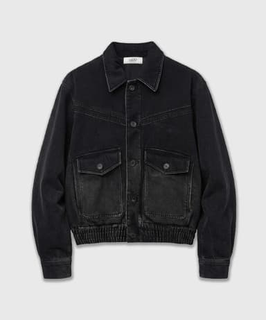 Brushed Denim Blouson Jacket Black