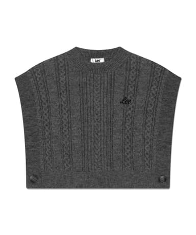 Cable Knit Loose Fit Short Vest Gray LK2404KT74GR