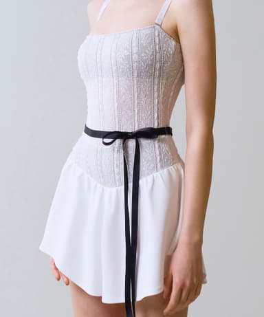 Asymmetrical Oversized Long Ribbon Waist Strap (Black)
