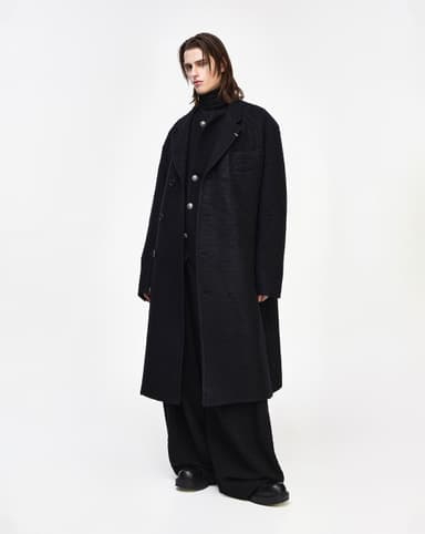 Songzio Collection Bias Cut Four-Button Coat Black SH6CT713BK