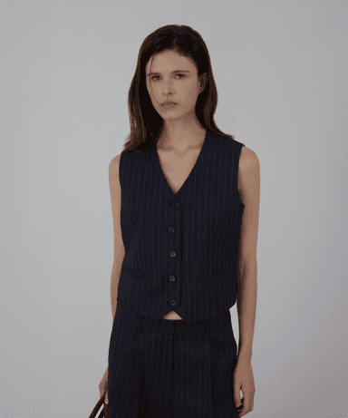 F/W Striped Three Set-up Suit Wool Vest