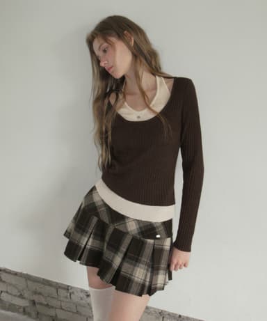 Kelon Halter Layered Long Sleeve Knit