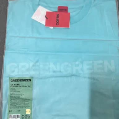 (์์ํ) ์ฝ๋ฅดํฐ์ค GREEN GREEN ํ์
์คํธ๋ฆฌํธ ๋ธ๋ฃจ ๋ฐํ ํฐ์
์ธ XL